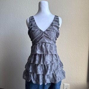 Express Silver Ruffled Tiered Tank Top